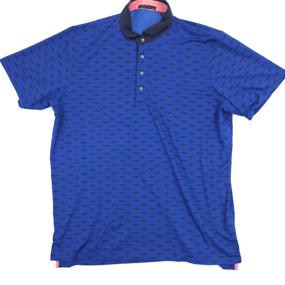 Greyson Golf Shirt Polo Osprey Print XXL Iona Blue Polyester